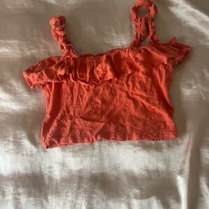 Orange frilly summer crop top